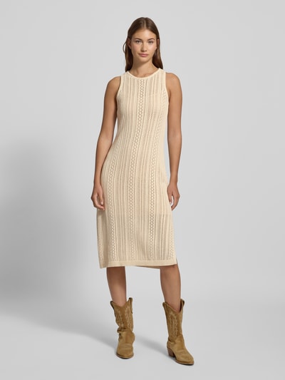 Pieces Loose Fit Strickkleid aus reiner Baumwolle Modell 'NUKA' Beige 4