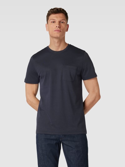 Christian Berg Men T-shirt met opgestikte borstzak Marineblauw - 4