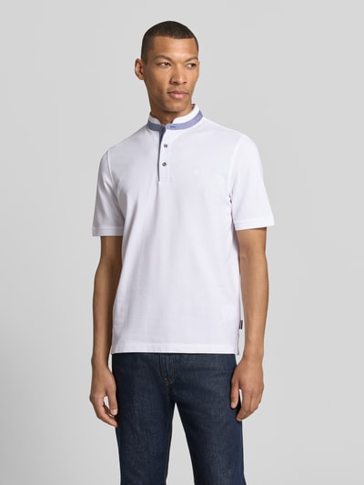 bugatti Regular Fit Poloshirt mit Stehkragen und Logo-Stitching Weiss 4