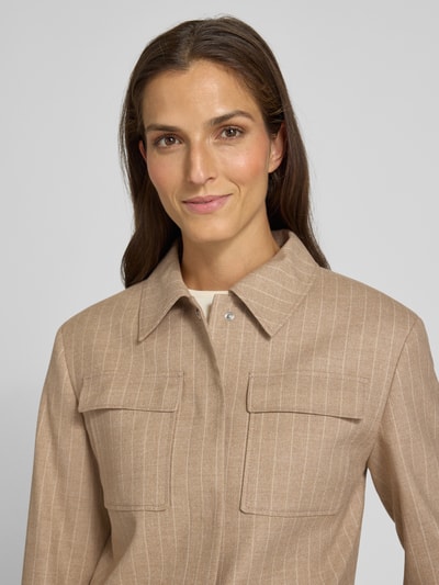 HUGO Boxy fit blazer van flanel, model 'ALERO' Zand - 3