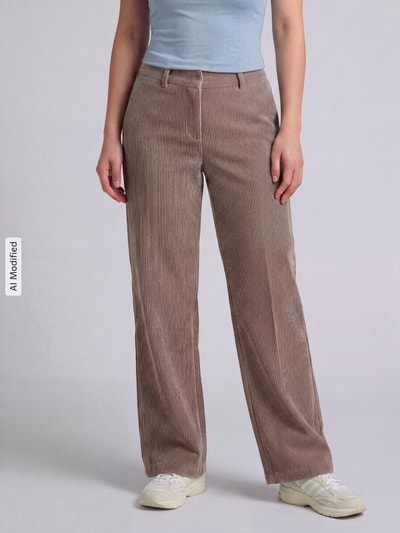 CAMBIO Regular Fit Cordhose mit angedeuteten Taschen Modell 'AMELIE' Taupe 4