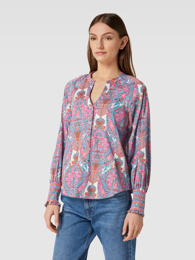 Emily Van den Bergh Blouse met all-over motief, model 'Paisley' Felroze - 4