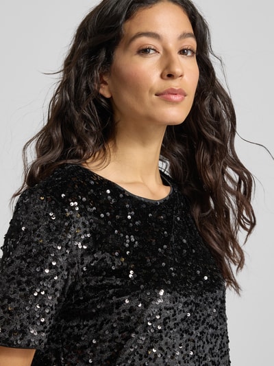 s.Oliver RED LABEL Relaxed fit T-shirt met pailletten Zwart - 3