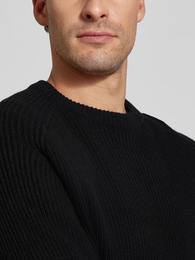 Forét Strickpullover mit Rundhalsausschnitt Modell 'CONE' Black 3