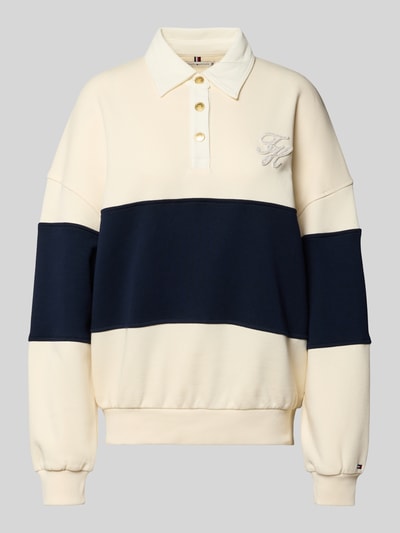 Produktfoto, Relaxed Fit Sweatshirt aus katoenmix van Tommy Hilfiger in tweekleurige look met logostitching, polokraag en geribde boorden