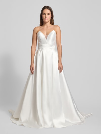 Luxuar Regular fit bruidsjurk met sierknoopsluiting Offwhite - 4