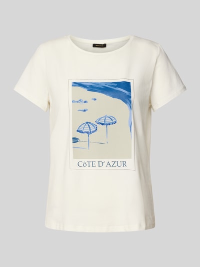 More & More T-shirt z prążkowanym okrągłym dekoltem Złamany biały 2