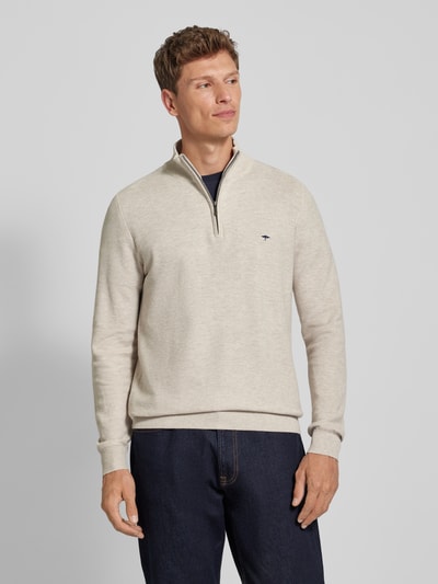 Fynch-Hatton Gebreide pullover met labelstitching Offwhite - 4