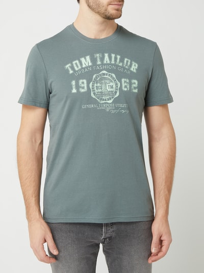 Tom Tailor T-shirt met logoprint  Rietgroen - 4