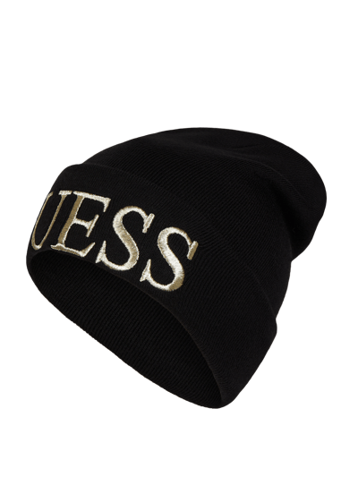 Guess Czapka beanie z logo Czarny 1