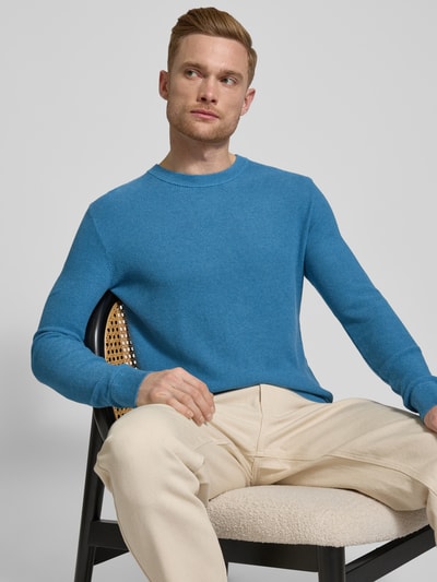 Tom Tailor Regular Fit Strickpullover aus reiner Baumwolle Blau 3