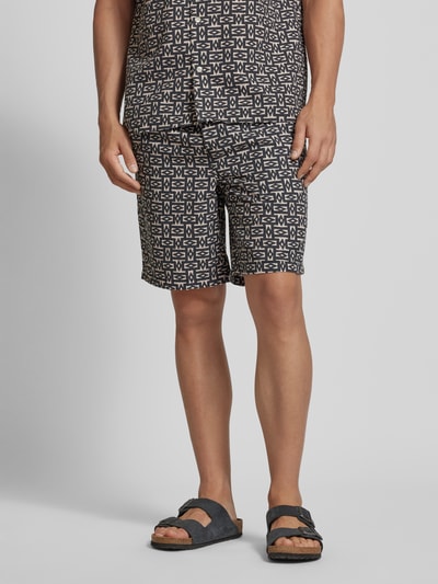 Jack & Jones Regular fit korte broek met all-over print, model 'JAIDEN' Zwart - 4