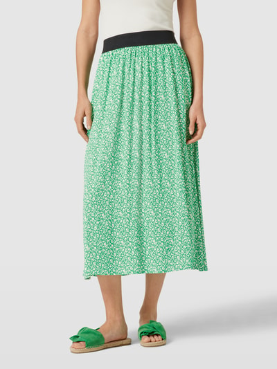 Saint Tropez Midirok met all-over bloemenmotief, model 'Inka' Groen - 4