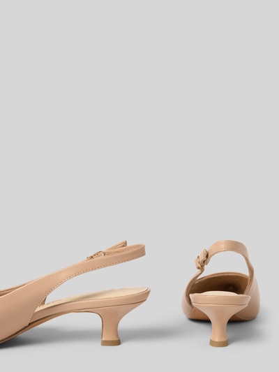 Produktfoto, Pumps mit offener Ferse von Marco Tozzi in Beige, glatte Sohle, Spitze Passform, Dornschließe, Absatzhöhe 5 cm bei Größe 40.