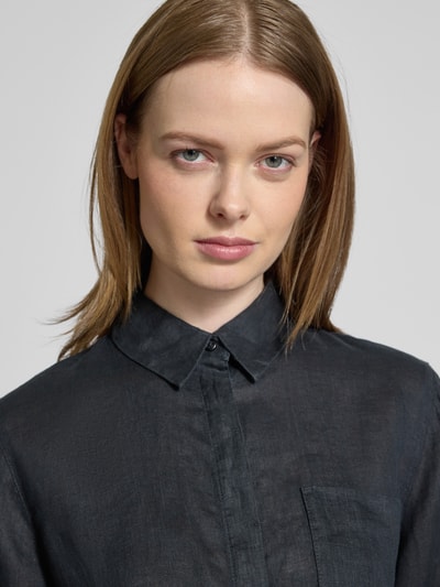 Brax Regular fit linnen blouse met borstzak, model 'Vickie' Zwart - 3