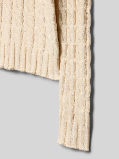 s.Oliver RED LABEL Sweter z dzianiny o kroju regular fit ze wzorem ze ściegu warkoczowego Écru melanż 2