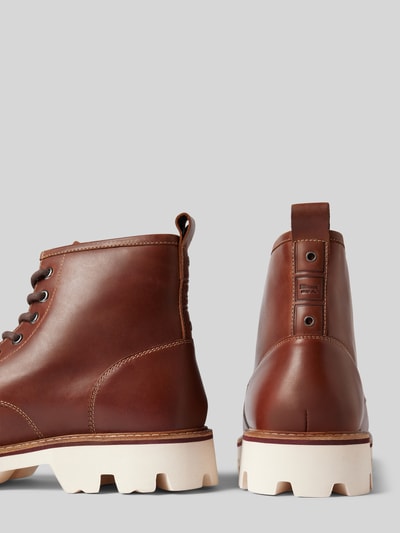 Blauer USA Schnürboots aus Leder mit Label-Detail Modell 'RUSK03' Cognac 2