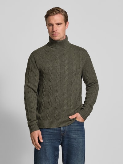 Christian Berg Men Rollkragenpullover aus Wolle-Kaschmir-Mix Oliv Melange 4