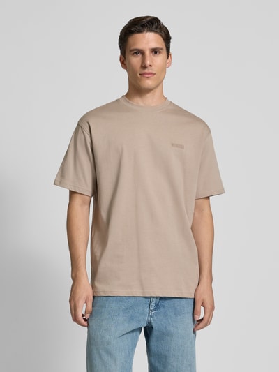 WOODBIRD T-shirt met labelstitching, model 'Baine' Lichtgrijs - 4