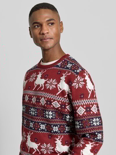 Lindbergh Strickpullover im Allover-Look Bordeaux 3
