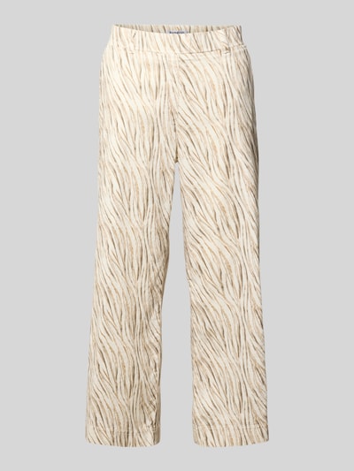 Produktfoto, Slim Fit Culotte aus Leinen-Mix Modell 'PAM CULOTTE' von Raphaela By Brax mit Optik:Allover-Muster, Passform: Slim-Fit, Cropped Länge, elastischer Bundabschluss, seitliche Eingrifftaschen und Paspeltaschen aus Leinen-Mix, Muster in Beige- und Cremetönen, strukturierte Oberfläche