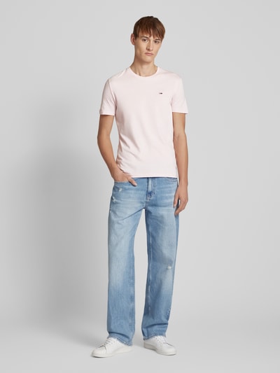 Tommy Jeans Slim Fit T-Shirt mit Label-Stitching Pink 1