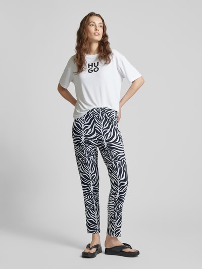 HUGO Regular fit stoffen broek met dierenprint, model 'MAKENA' Zwart - 1