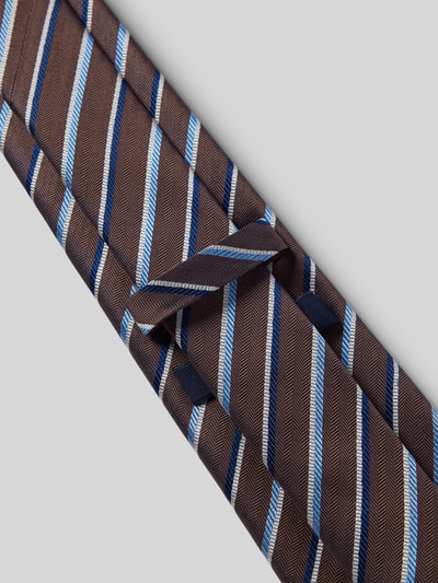 Productfoto, Krawatte aus Seide im Allover-Look (8 cm) van JOOP! Collection, bruin met blauwe strepen, fijn gestructureerd, klassieke model, breedte 8 cm