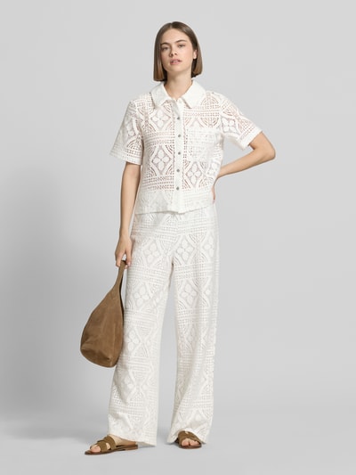 PIECES Regular Fit Weite Hose aus Baumwoll-Mix Modell 'BONNIE' Weiss 1