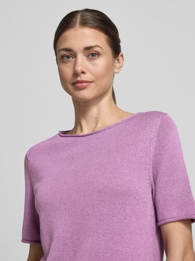 Marc O'Polo Sweter o kroju regular fit z mieszanki bawełny i lnu Purpurowy 3