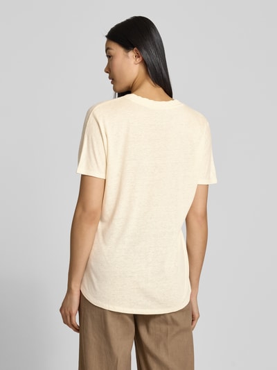 BOSS Regular Fit T-Shirt aus Viskose-Leinen-Mix Modell 'Eylina' Offwhite 5