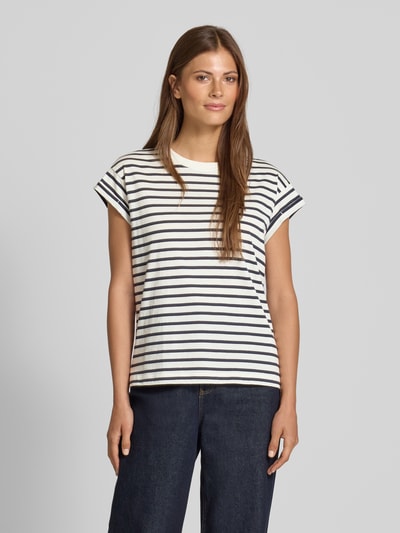 Jake*s Casual T-Shirt mit Streifenmuster Dunkelblau 4