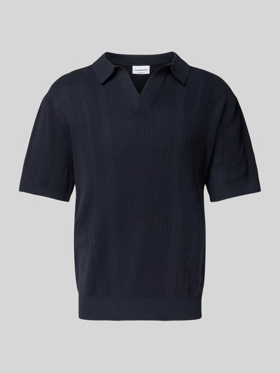 Lindbergh Oversized poloshirt met V-hals Donkerblauw - 2