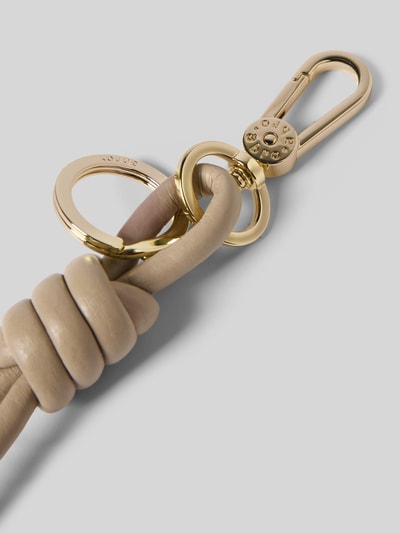 Abro Brelok do kluczy ze skóry naturalnej z wyhaftowanym logo Szarobrązowy 2