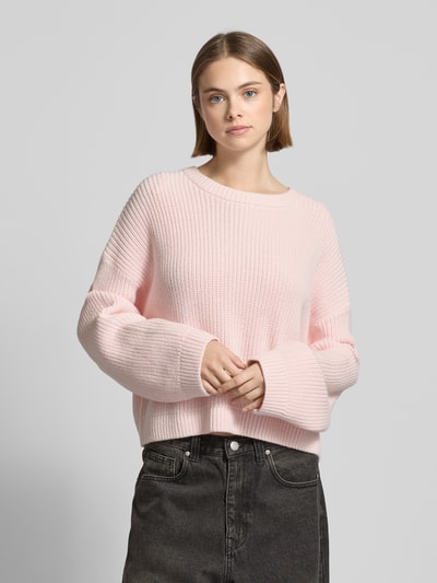 Review Oversized gebreide pullover met ribboorden Rosé - 4