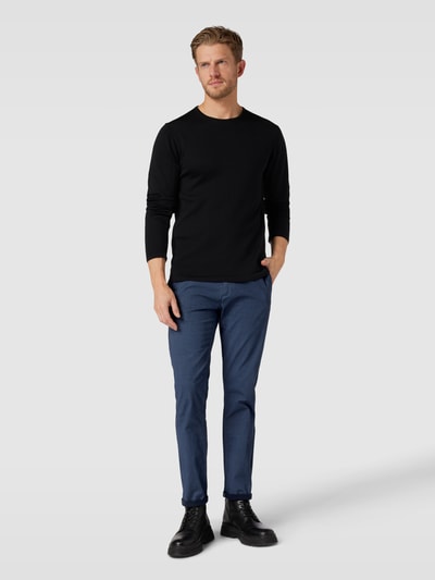 BOSS Orange Slim Fit Chino mit Allover-Muster Dunkelblau 1