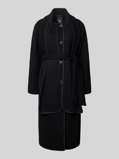 Fuchs Schmitt Płaszcz w kołnierzem z połami i detalem szalowym  Czarny 2