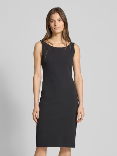 Emporio Armani Knielanges Kleid mit Strukturmuster Black 4