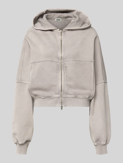Produktfoto, Sweatjacke mit Zweiwege-Reißverschluss Modell 'RANERA' von Drykorn aus Reine Baumwolle, Relaxed-Fit, Kapuze, graue Farbe