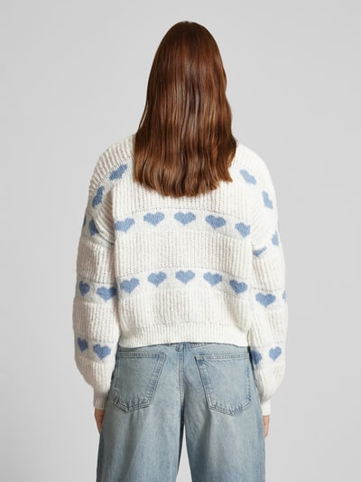 Pieces Regular Fit Strickpullover mit Herz-Strickmuster Modell 'NOVE' Bleu 5