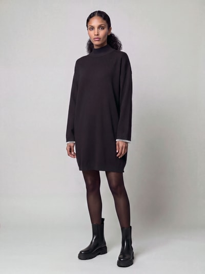 Jake*s Collection Strickkleid mit geripptem Stehkragen Black 1
