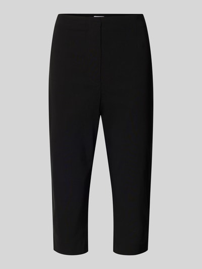 Produktfoto, Carprihose aus Viskose-Mix mit seitlichen Schlitzen von Jake*s Casual, czarne spodnie damskie, krój slim fit, z rozcięciami po bokach, zapięcie na haftkę i zamek, Szerokość w rozmiarze 36: 36 cm, długość nogawki wewnętrznej w rozmiarze 36: 44 cm, lekko elastyczna tkanina