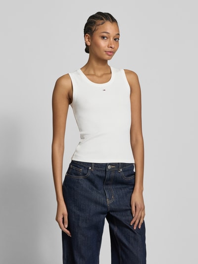 Tommy Jeans Tanktop met boothals, model 'ESSENTIALS' Offwhite - 4