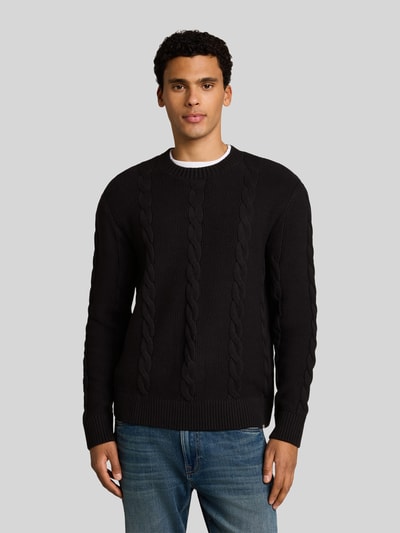 Tom Tailor Denim Pullover mit Zopfmuster-Struktur Black 4