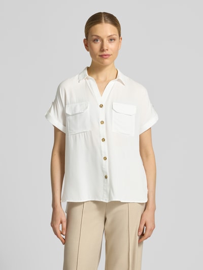 VERO MODA Regular Fit Hemdbluse aus reiner Viskose Modell 'BUMPY' Weiss 4