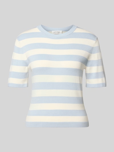 Produktfoto, Strickshirt mit Rundhalsausschnitt Modell 'MARIA' von GUIDO MARIA KRETSCHMER WOMAN, blau-weiße Streifen, Viskose-Mix, Slim Fit