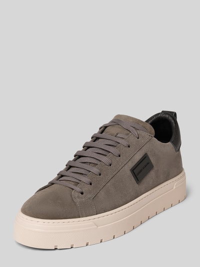 Antony Morato Leren sneakers met labelapplicatie Middengrijs - 1