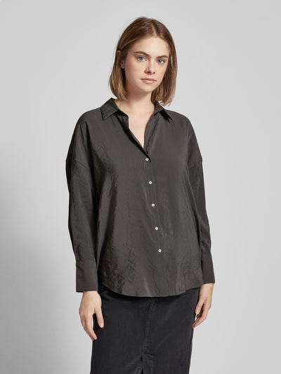 Only Blouse met overhemdkraag, model 'ZAZIMA' Antraciet - 4