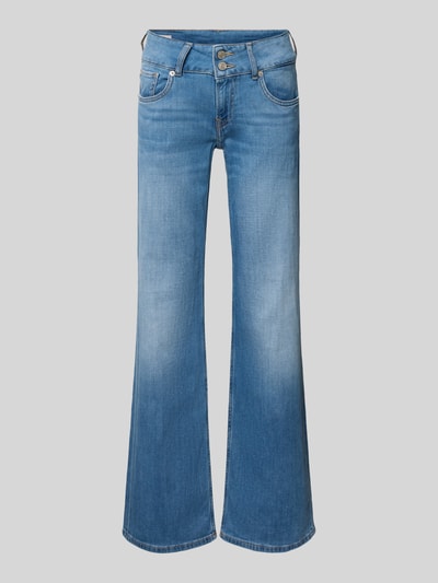 Produktfoto, Straight Fit Jeans aus Baumwoll-Mix Modell 'VENUS' von Pepe Jeans in Denim-Optik, blaue Kontrastnähte, 5-Pocket, Label Patch, Nieten.