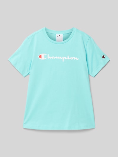 CHAMPION T-shirt met labelprint Lichtturquoise - 1